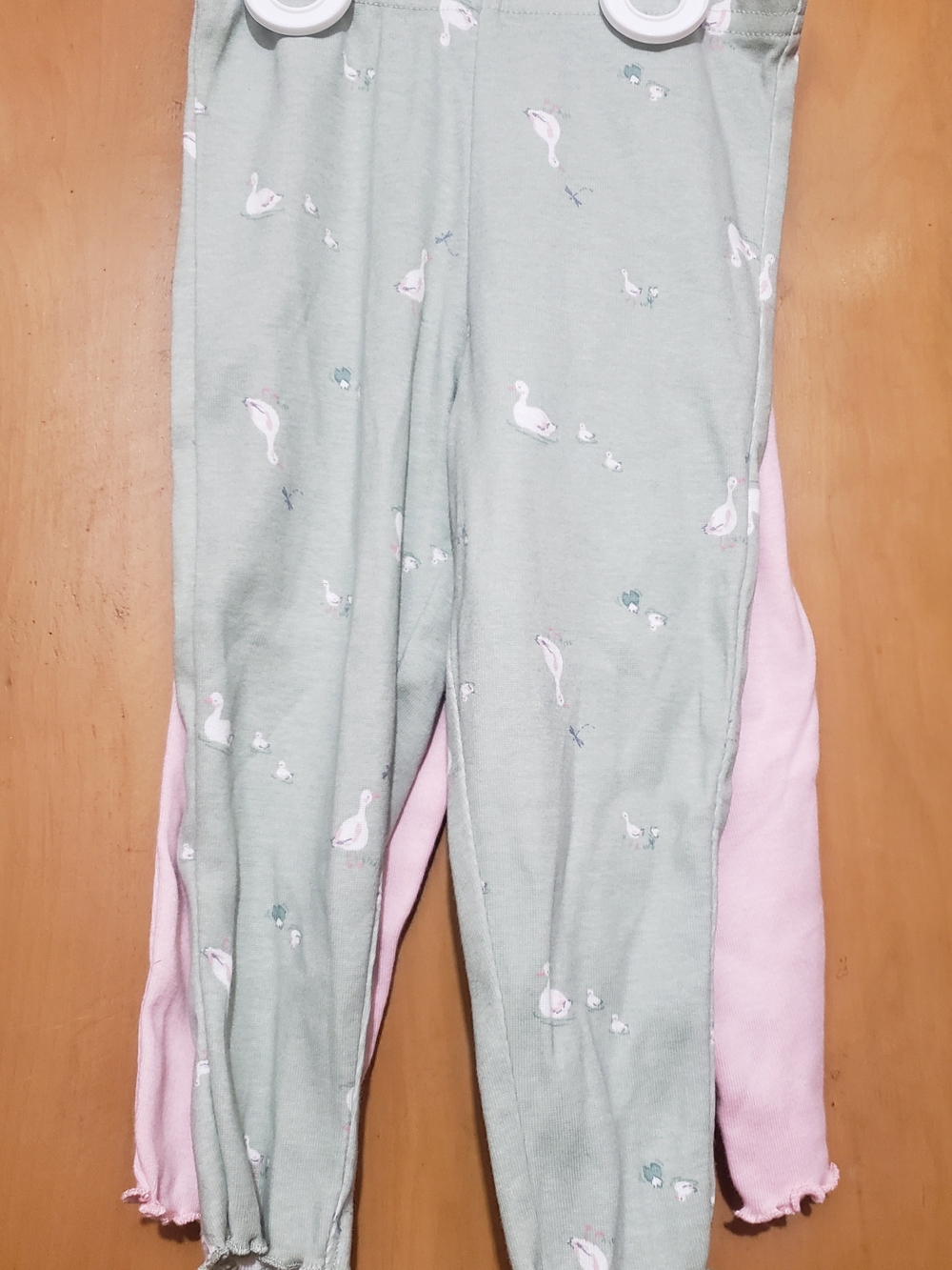 Carter's Green Swan Print Pajama Pants with Solid Pink Pants.